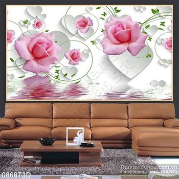 Tranh 3D hoa hồng trang trí