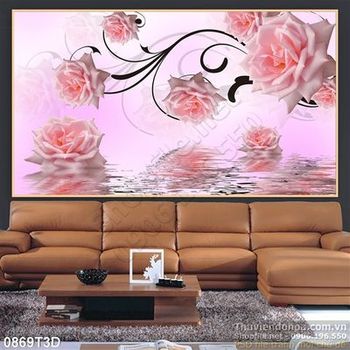 Tranh 3D hoa hồng treo tường hiện đại