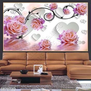 Tranh 3D hoa hồng trang trí phòng ngủ