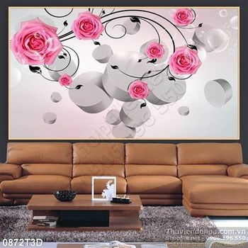 Tranh 3D hoa hồng trang trí nội thất