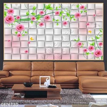 Tranh 3D hoa hồng treo tường trang trí