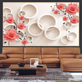 Tranh 3D hoa hồng treo tường trang trí