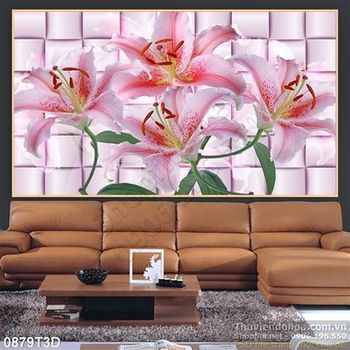 Tranh 3D hoa ly trang trí gạch