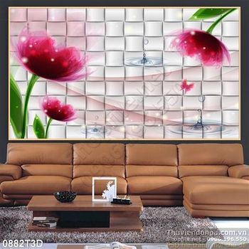 Tranh 3D hoa tulip treo tường trang trí