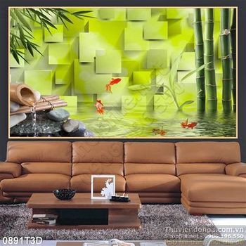 Tranh 3D hoa trang trí nền gạch