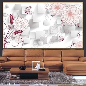 Tranh 3D hoa trang trí nội thất