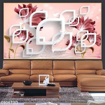 Tranh 3D hoa treo tường hiện đại