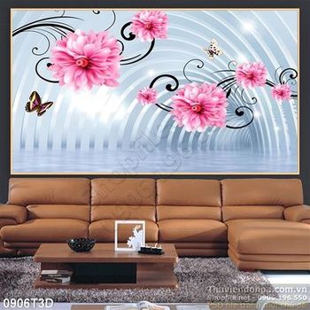 Tranh 3D hoa trang trí nội thất
