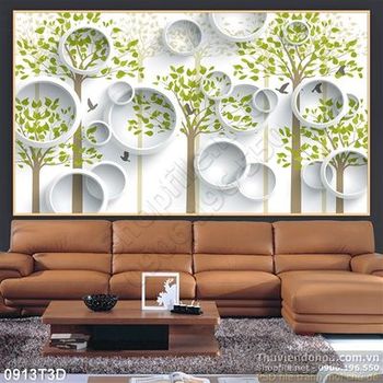 Tranh 3D cây trang trí phong cách hiện đại