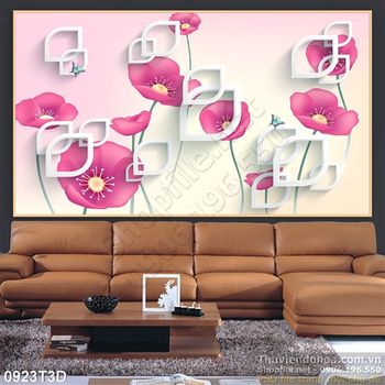 Tranh 3D hoa hồng treo tường phòng khách