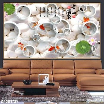 Tranh 3D cá thư pháp