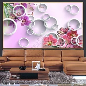 Tranh 3D hoa trang trí tường nội thất