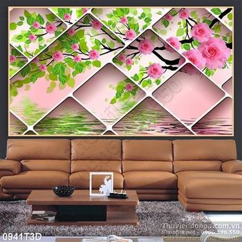 Tranh 3D hoa trang trí nội thất