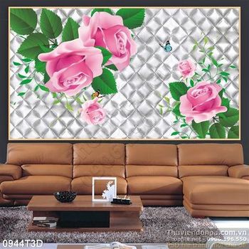 Tranh 3D hoa hồng trang trí