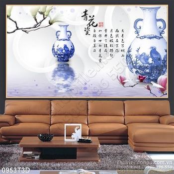 Tranh 3D bình cổ trang trí
