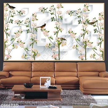 Tranh 3D hoa dán tường trang trí
