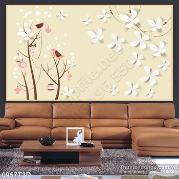 Tranh 3D hoa trang trí phòng ngủ