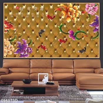 Tranh 3D hoa trang trí phòng khách
