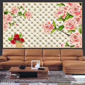 Tranh 3D hoa hồng trang trí cổ điển