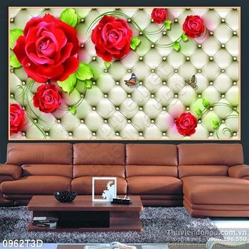 Tranh 3D hoa hồng trang trí cổ điển
