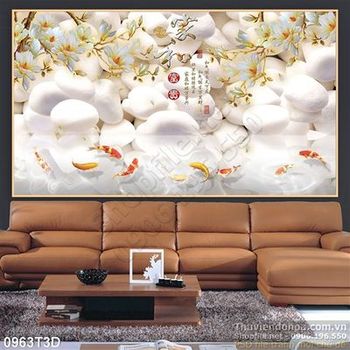 Tranh 3D thư pháp cá chép