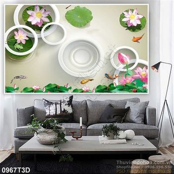 Tranh 3D hoa sen trang trí nội thất