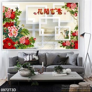 Tranh 3D hoa trang trí nội thất hiện đại