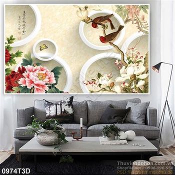 Tranh 3D hoa trang trí phòng khách