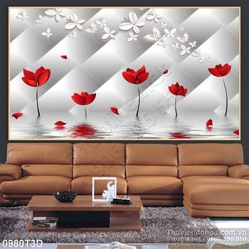 Tranh 3D hoa trang trí hiện đại