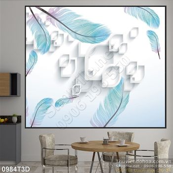 Tranh 3D lông vũ trang trí treo tường