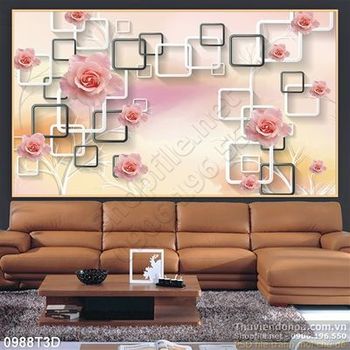 Tranh 3D hoa hồng trang trí cổ điển