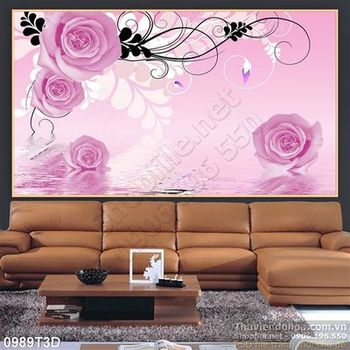 Tranh 3D hoa hồng nền tím