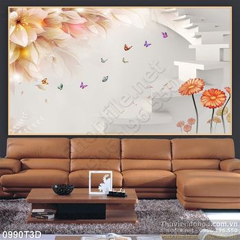 Tranh 3D hoa trang trí hiện đại