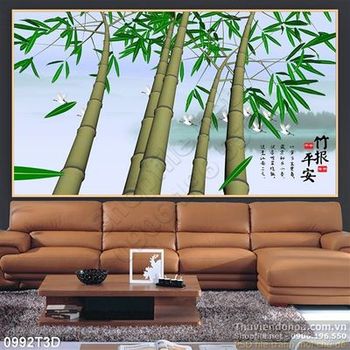 Tranh 3D thư pháp cây trúc