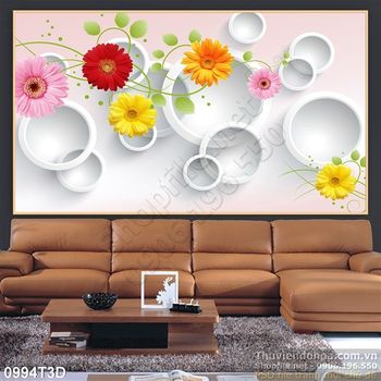 Tranh 3D hoa đồng tiền trang trí treo tường