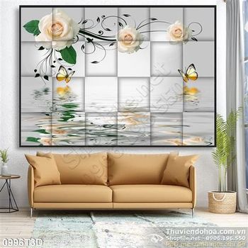 Tranh 3D hoa hồng trang trí cổ điển