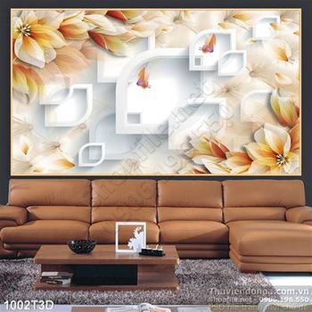 Tranh 3D hoa trang trí phòng khách