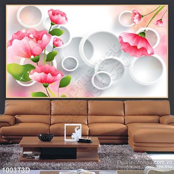 Tranh 3D hoa trang trí phòng khách