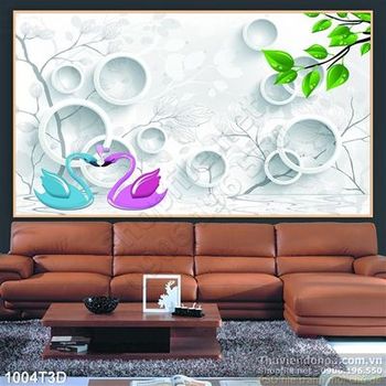Tranh 3D thiên nga trang trí tường