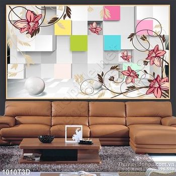 Tranh 3D hoa trang trí nội thất hiện đại