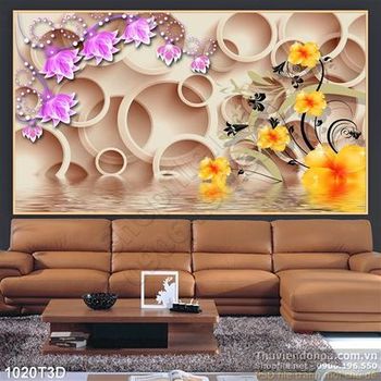 Tranh 3D hoa trang trí phòng khách
