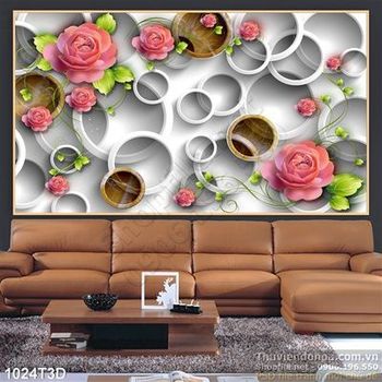 Tranh 3D hoa hồng trang trí nội thất