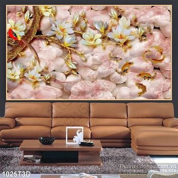 Tranh 3D hoa sứ cổ điển trang trí nội thất