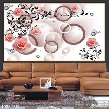 Tranh 3D hoa hồng trang trí nội thất