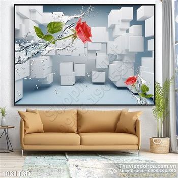 Tranh 3D hoa hồng trang trí nội thất