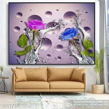 Tranh 3D hoa hồng treo tường