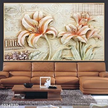 Tranh 3D hoa ly điêu khắc trang trí nội thất