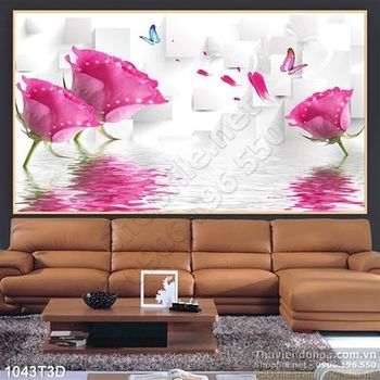 Tranh 3D hoa hồng trang trí nội thất