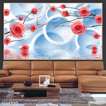 Tranh 3D hoa hồng trang trí nội thất