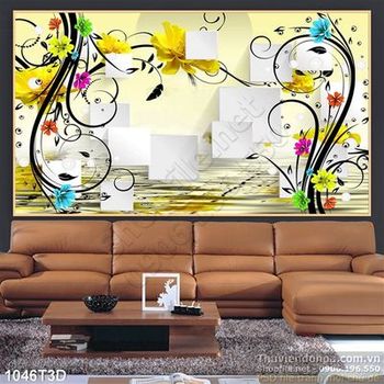 Tranh 3D hoa trang trí phòng ngủ